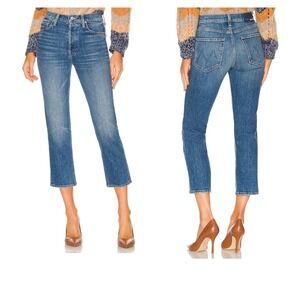 Mother Size 25 Tomcat High Rise Straight Crop Jeans Button Fly Running  Scissors